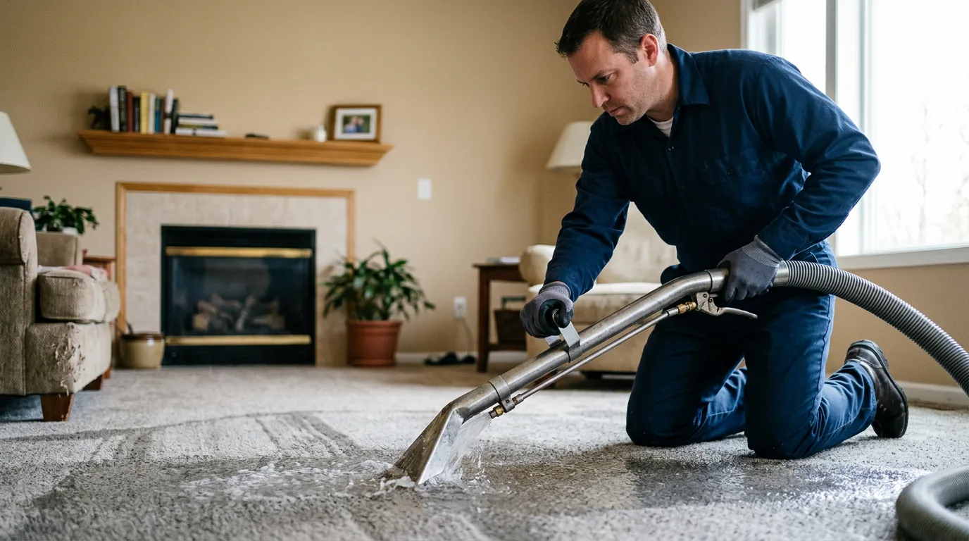 Water damage restoration technician working near Berkeley Springs, WV